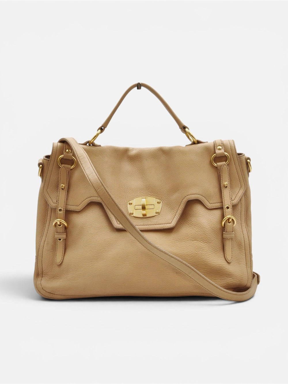 Miu Miu Vitello Lux Large Satchel Beige